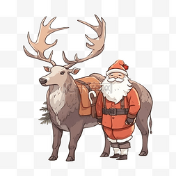 圣诞老人与麋鹿可爱卡通