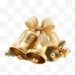 圣诞节金色蝴蝶结铃铛装饰真实效