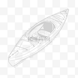 皮划艇轮廓草图的线条图 向量