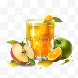 苹果果汁插画