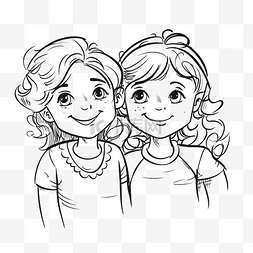 两张涂色页，描绘了两个年轻女孩
