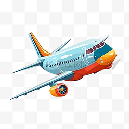 飞机蓝色橙色