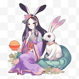 中秋节玉兔仙女可爱