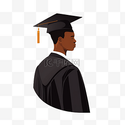 毕业照背景素材图片_毕业穿学士服的学生侧面