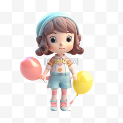 小女孩玩具气球3d透明