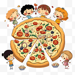 可口的披萨图片_儿童披萨美食快餐卡通可爱装饰图