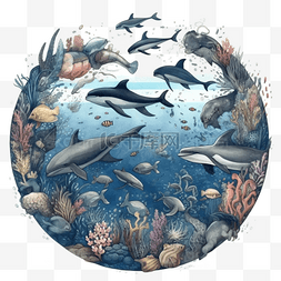海洋鲸鱼插画