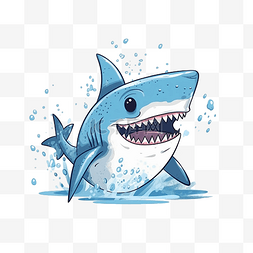 可爱海底动物图片_海洋日蓝色卡爱鲨鱼