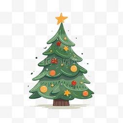 绿金色图片_圣诞节星星绿树挂饰卡通