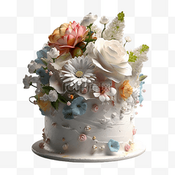漂浮花瓣白色图片_蛋糕花朵白色