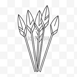 植物线条花朵矢量图片_矢量图像包含四根带有花朵轮廓素