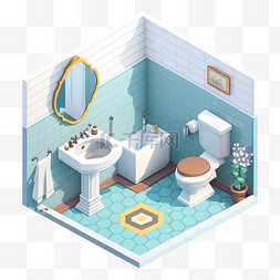 3d房间模型浴室蜂格瓷砖图案