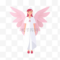 护士节白粉色天使