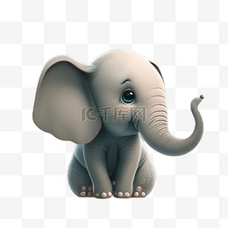 大象可爱卡通白底透明