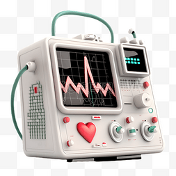 可爱卡通心电图仪器医疗插画