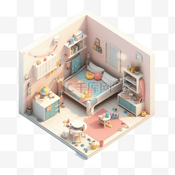 瓷砖地板图片_儿童房间卧室地板粉色