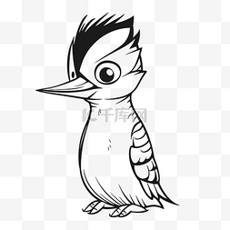 啄木鸟黑色图片_用它的头发轮廓素描画一只鸟 向