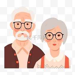 白发父母图片_祖父母日夫妻半身照扁平