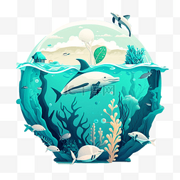世界环境保护图片_海洋日环境保护插画装饰