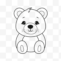 白色背景轮廓草图上的泰迪熊绘图