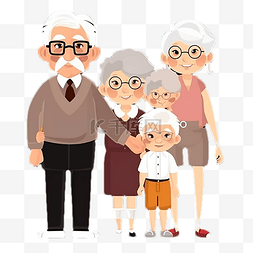 白发父母图片_祖父母日一家人幸福