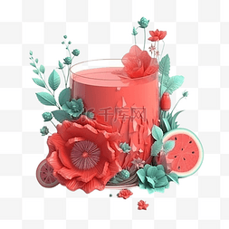 水果茶卡通图片_果汁红色卡通