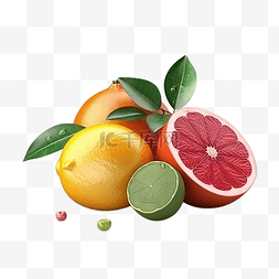 绿色食品插图图片_水果红肉柚子