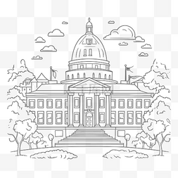 居住图片_铅笔插图素描中的国会大厦轮廓 