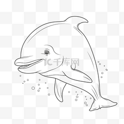 白色魚图片_白色背景上的儿童海豚着色页 儿