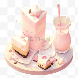 蛋糕盘子图片_粉色可爱的蛋糕