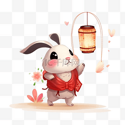 春节兔子灯笼可爱卡通