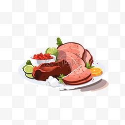 烤肉食物插画图片_食物美食插画