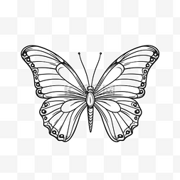 蝴蝶轮廓素描的免费线条图 向量