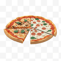 现代传统美食拼盘的披萨3d模型