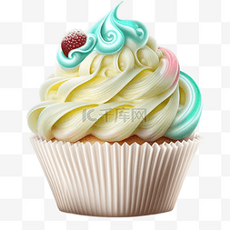 彩色水果奶油纸杯小蛋糕实物图