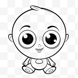 人体器官素描图片_大眼睛的宝宝正在为儿童轮廓素描