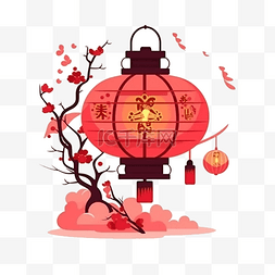 庆祝新年悬挂灯笼图片_春节传统纸灯笼