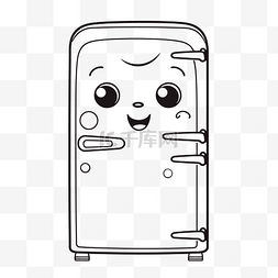 冰箱素描图片_可爱的孩子着色页冰箱门轮廓素描