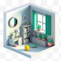 房间模型3d书房图案