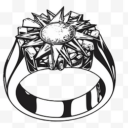 钻石黑白图片_素描钻石戒指首饰