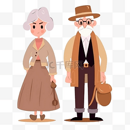 白发胡子图片_祖父母日时尚老年人卡通