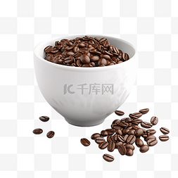 白色可可豆图片_咖啡豆碗棕色