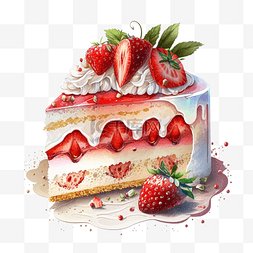 切块的草莓图片_草莓夹心奶油蛋糕切块美食食物图