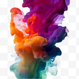 彩色水墨艺术图片_纹理彩色水墨元素立体免抠图案