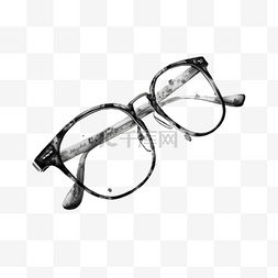 眼镜框黑白插画