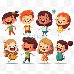 卡通小学生玩耍图片_儿童欢乐微笑