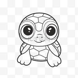 乌龟素描图片_可爱的乌龟着色页儿童轮廓素描 