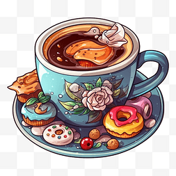 咖啡甜甜圈图案