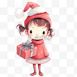 红色时尚设计图片_圣诞节人物插画