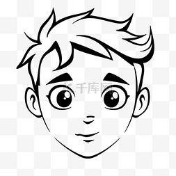 简单的卡通画男孩的头部轮廓素描